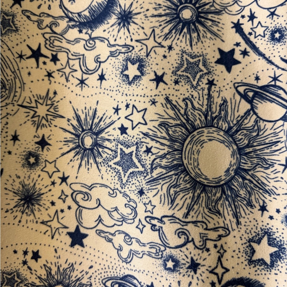 Source Unknown Blue And White Celestial Print Act… - image 5